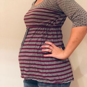 Magenta Cinched Waist Maternity Blouse